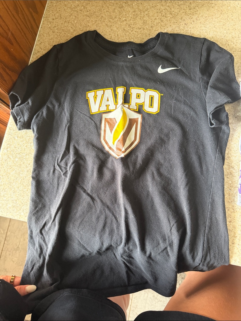 Nike Black Valpo Short Sleeve Tee with Yellow & Brown Logo